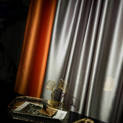 Light Gray Blackout Curtain Autumn Retro Style
