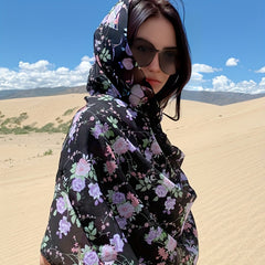 Floral Print Chiffon Shawl Scarf Wrap for Travel Beach