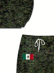 Mexico Eagle Snake Print Men's 2pcs Hoodie & Sweatpants Set