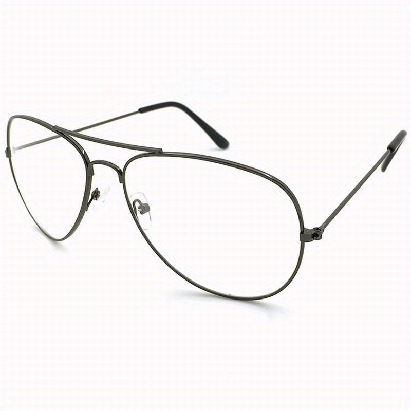 Vintage Round Glasses for Men Boys Classic Metal Flat Mirror Frame