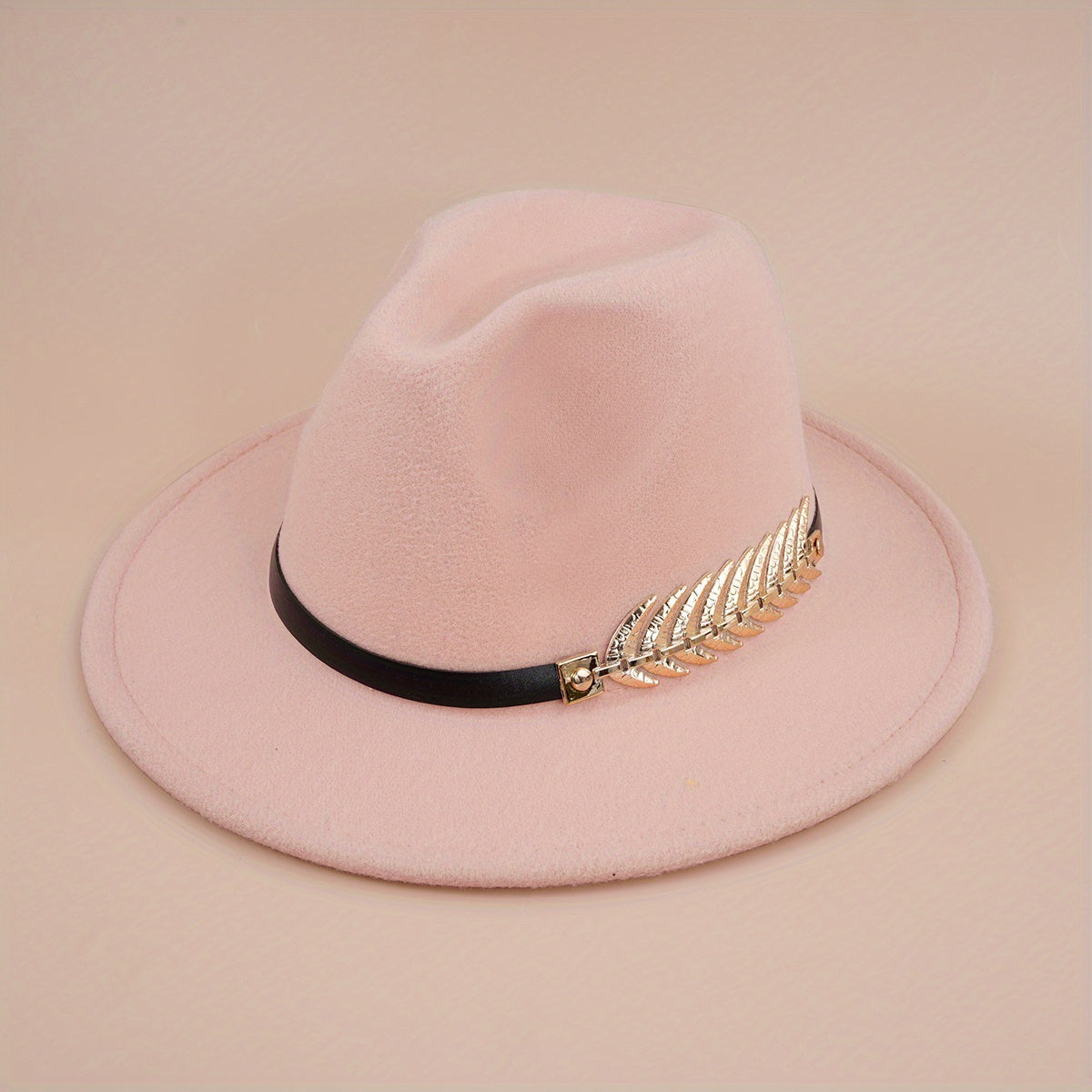 Metal Leaf Decor Fedora Cap Candy Couple Jazz Hat Sunscreen Cowboy Cowgirl Felt