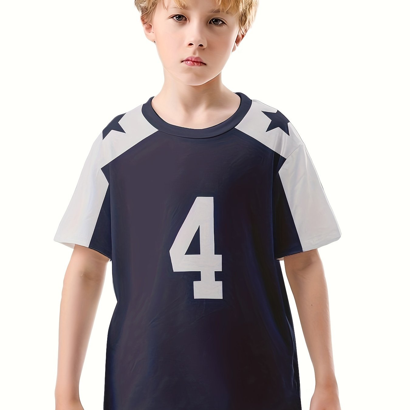 Boy's Short Sleeve T Shirt Round Neck Creative Pattern Top