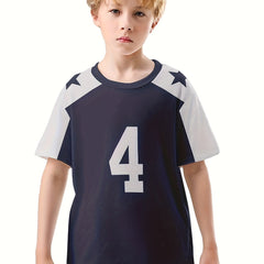 Boy's Short Sleeve T Shirt Round Neck Creative Pattern Top