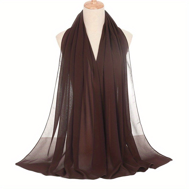 Solid Hijab Breathable Full Cover Shawl Turban Gauze Scarf