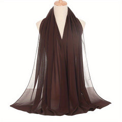 Solid Hijab Breathable Full Cover Shawl Turban Gauze Scarf