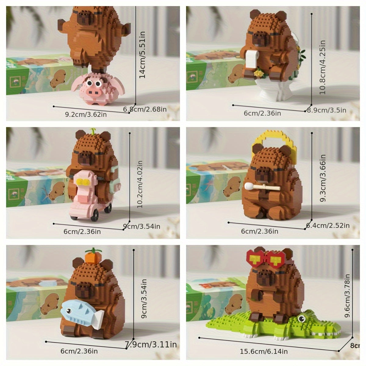 Capybara Shaped Building Block Dolls for Home and Office Decor