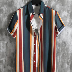 Colorful Stripes Short Sleeve Shirt