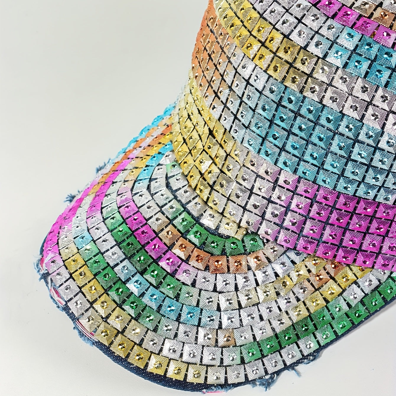 Y2K Rainbow Rhinestone Baseball Cap Denim Sports Hat