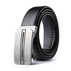 Men's Cowhide Leather Belt Automatic Buckle Business Belt