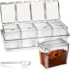 Clear Seasoning Rack Spice Box Container with Spoon
