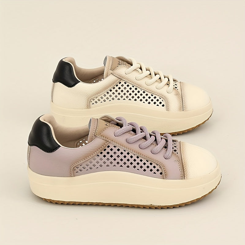 Women's Graphic Mesh Board Shoes Hollow Out Flat Sneakers