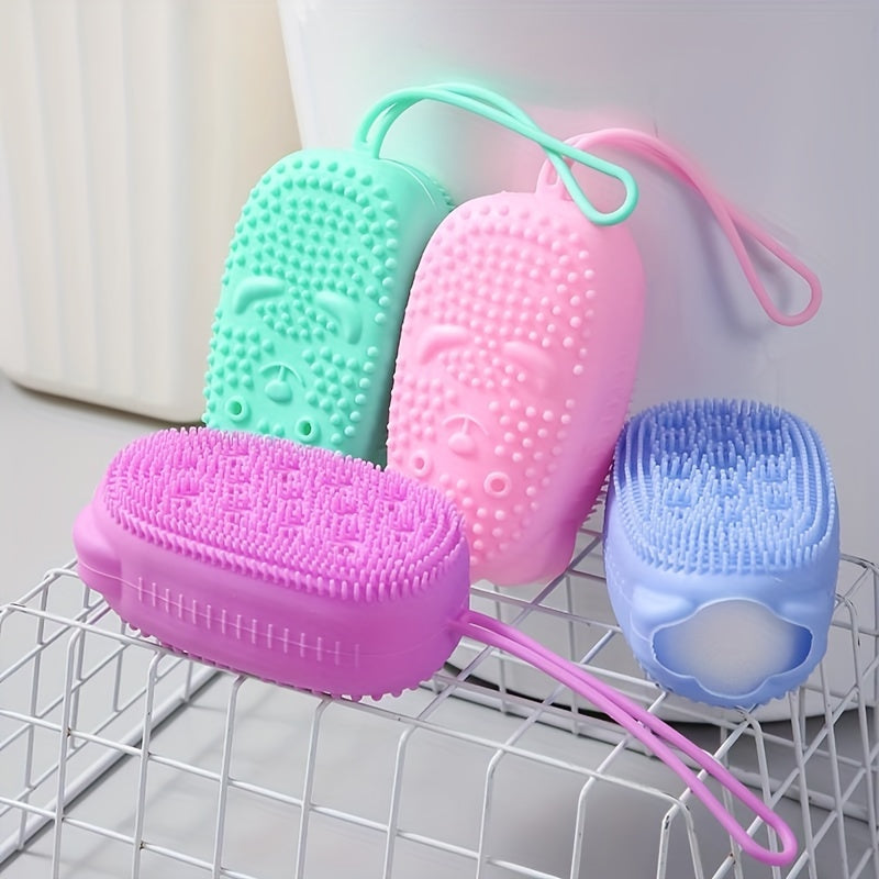 2-in-1 Silicone Bath Brush Sponge for Shower Cleaning