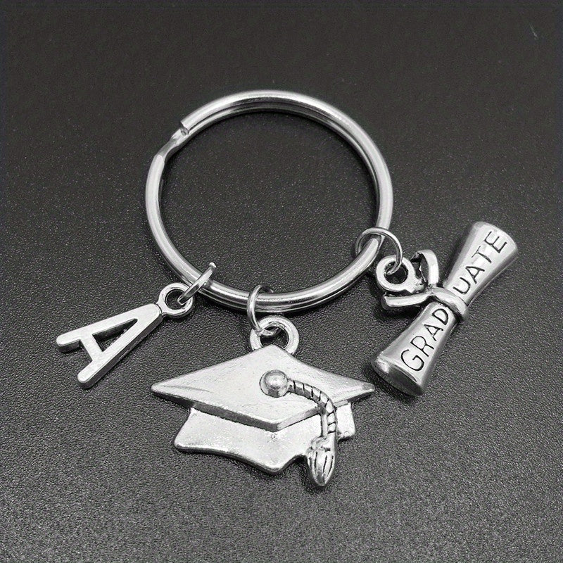 Graduation Hat Keychain Metal Key Ring Purse Backpack Car Charm Souvenir Gift