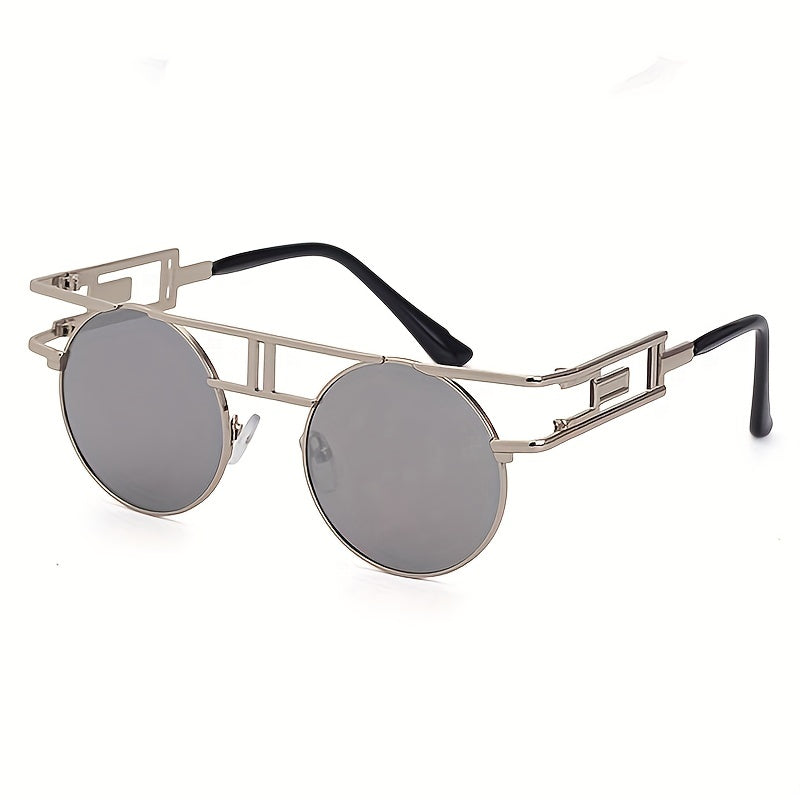 Men's Vintage Steampunk Round Frame Sunglasses