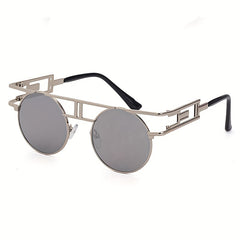 Men's Vintage Steampunk Round Frame Sunglasses