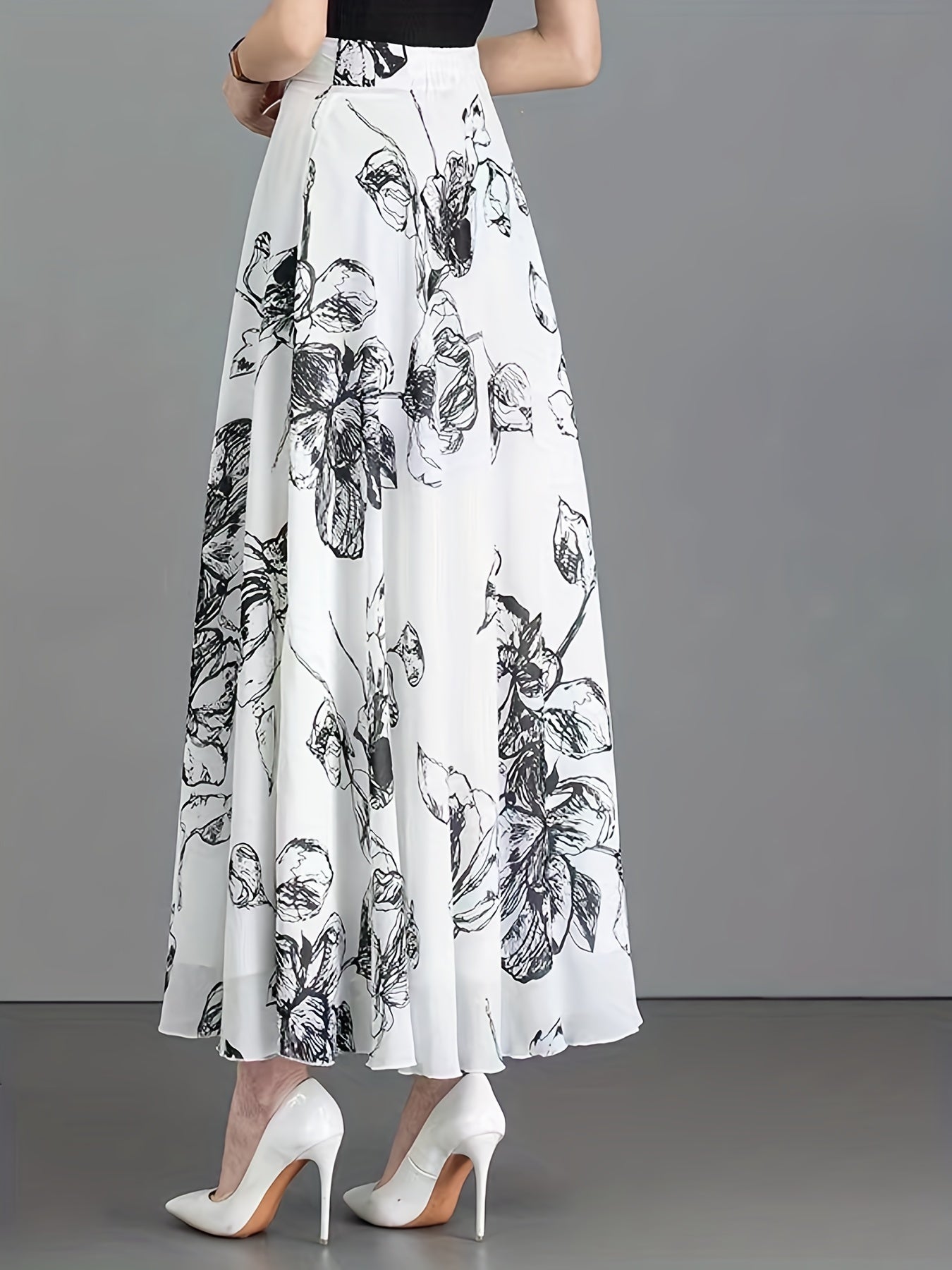 Floral High Waist Swing Skirt for Women