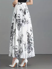 Floral High Waist Swing Skirt for Women
