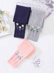 Girls Flower Print Soft Leggings Footless Tights Pants Kids Clothes