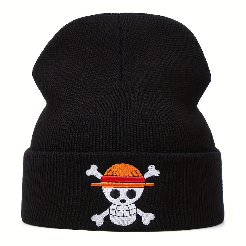 Anime Cartoon Embroidered Beanie Skull Hat Hip Hop Warm Knit Hat