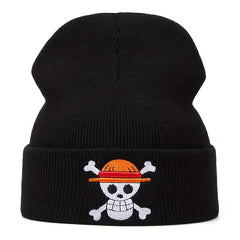 Anime Cartoon Embroidered Beanie Skull Hat Hip Hop Warm Knit Hat