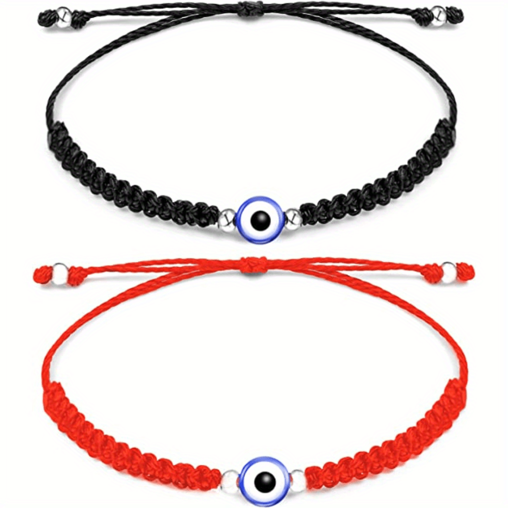Evil Eye Adjustable Braided Bracelet for Girls Boys Teens