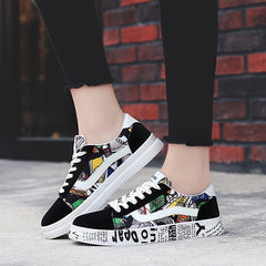 Women's Lace Up Canvas Board Sneakers Lightweight Low Top Sports Shoes