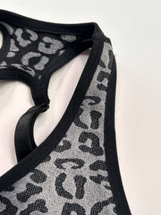 Leopard Print Sports Bra Sleeveless Tank Top Women's Activewear