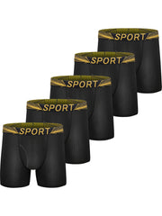 5pcs Boys Teen Casual Letter Print Boxer Briefs Underwear