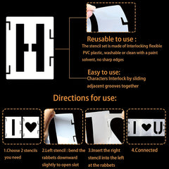 42pcs Numbers Stencil Kit for Painting Reusable Alph Interlocking Stencil