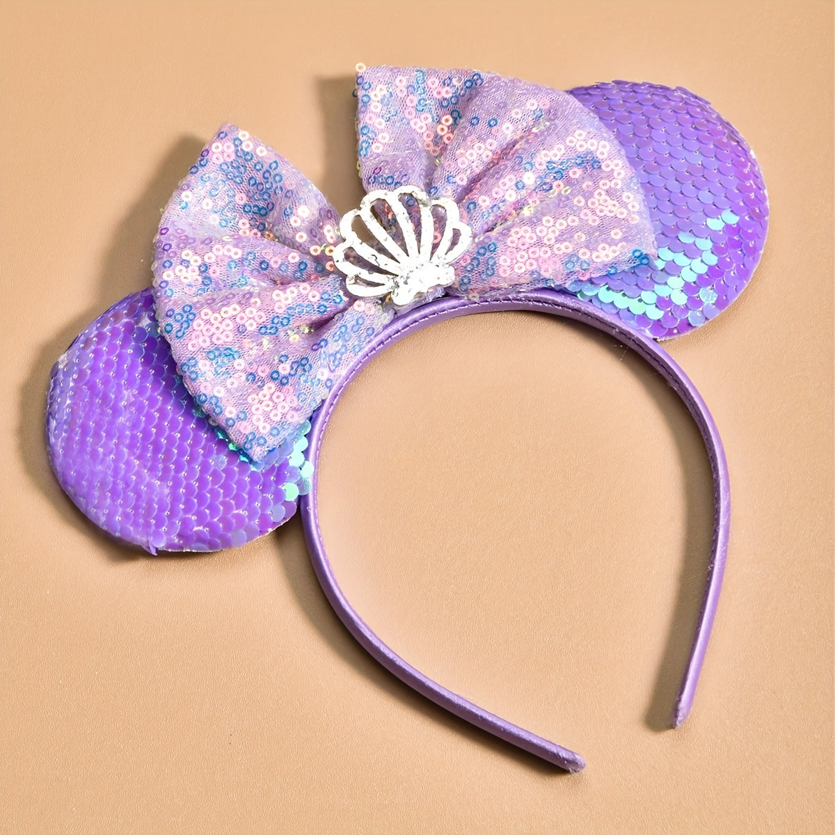 Cartoon Sequin Bow Mouse Ear Crown Headband for Girls