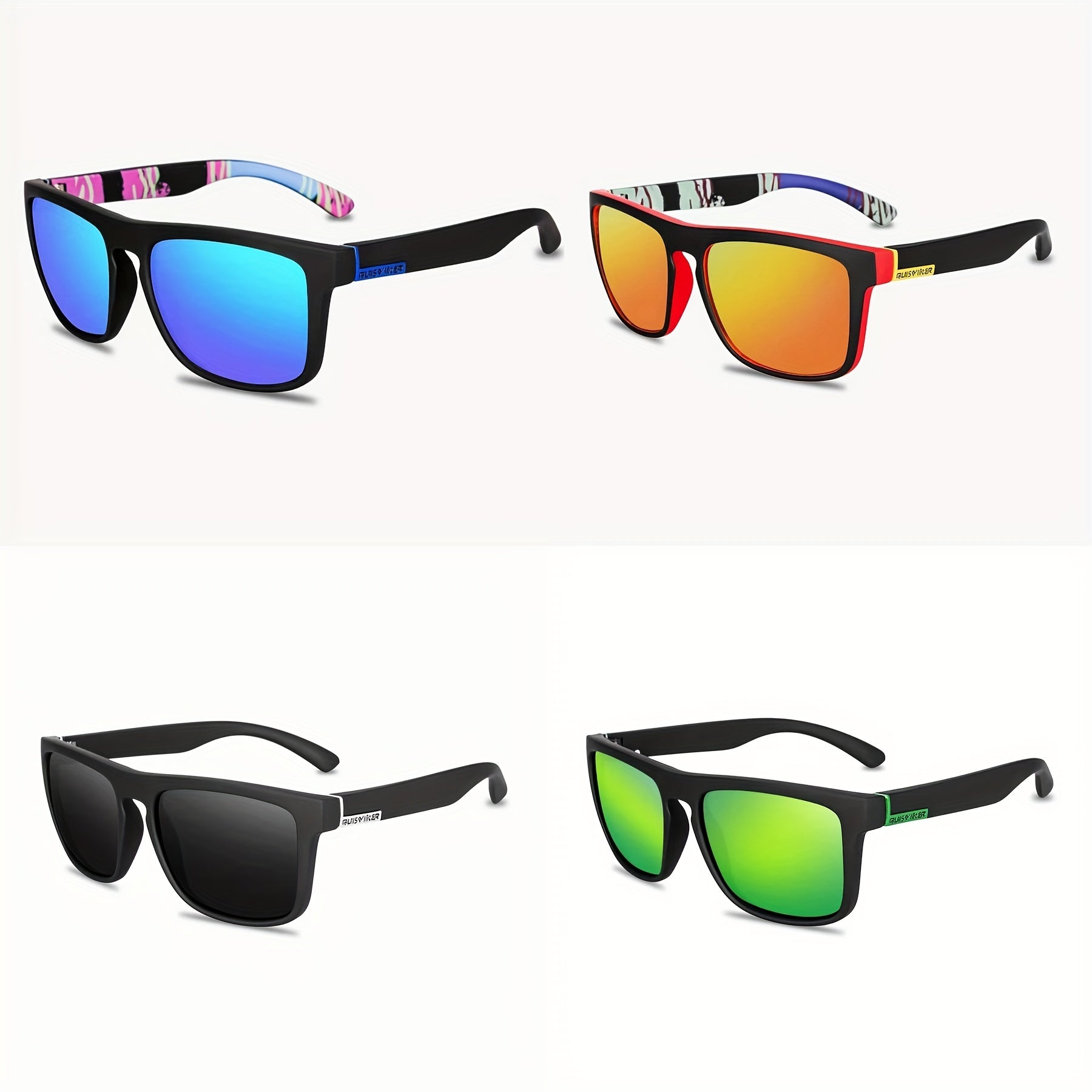Men's Square Sunglasses Pattern Frame Polarized