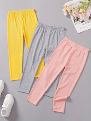 3pcs Girls Casual Waistband Pants Set for Sports Kids
