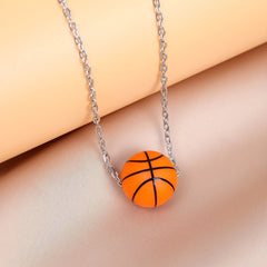 Sports Bomb Silicone Basketball Pendant Stainless Steel Necklace Men Women