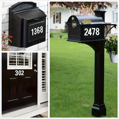 3pcs Reflective Mailbox Number Set Modern Vinyl Waterproof Sticker
