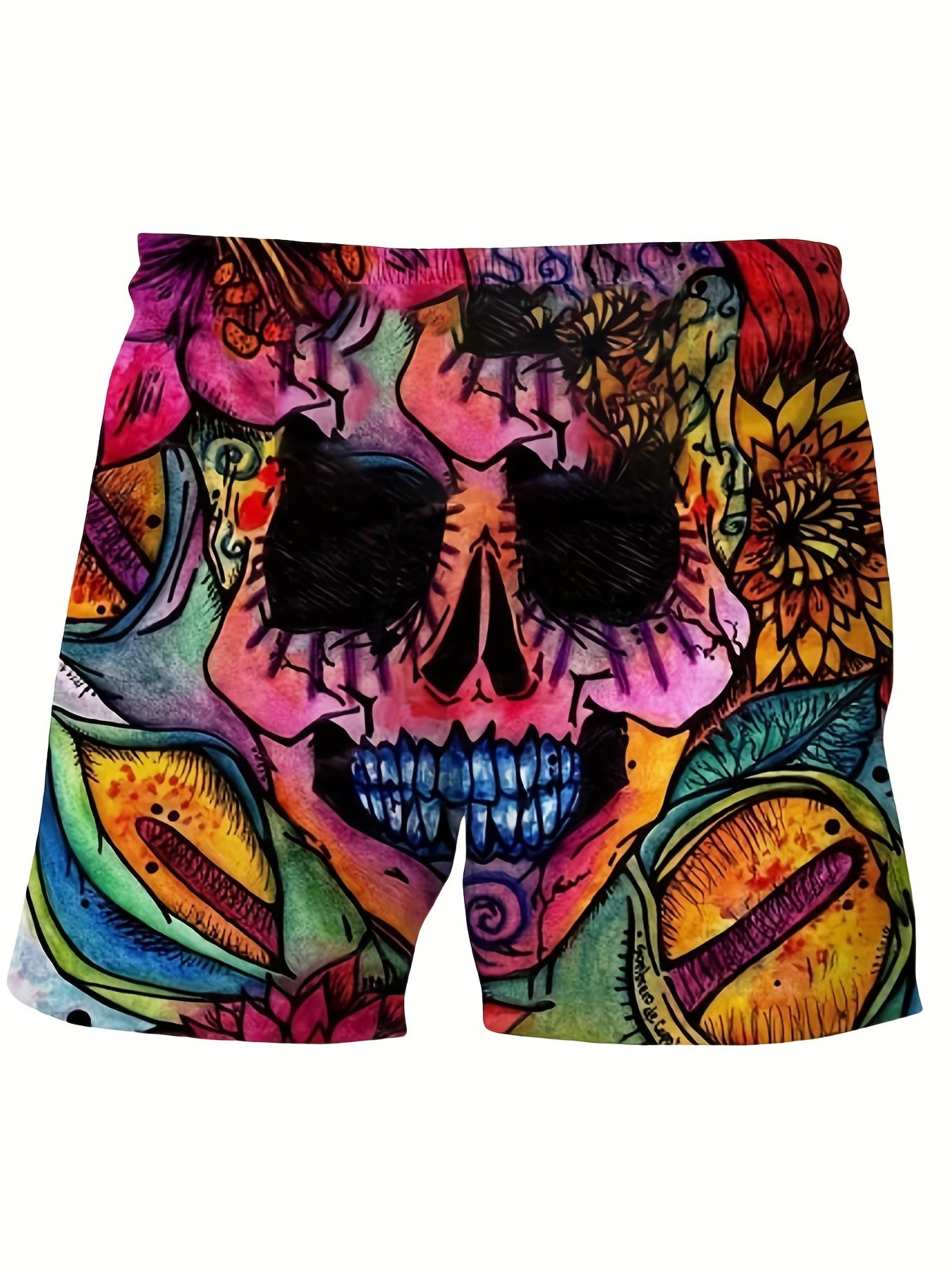 Men's Skull Sketch Drawstring Shorts for Outdoor Activities