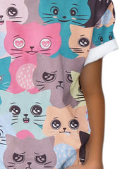 Adorable Kitten Graphic Short Sleeve T-shirt for Girls and Boys
