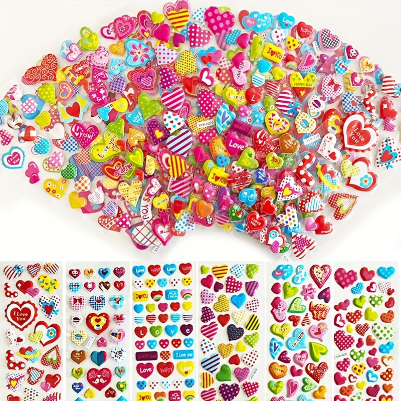 3D Love Heart Shape Stickers for Kids - Pack of 12