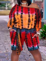 Tie Dye One Shoulder Top & Shorts Set