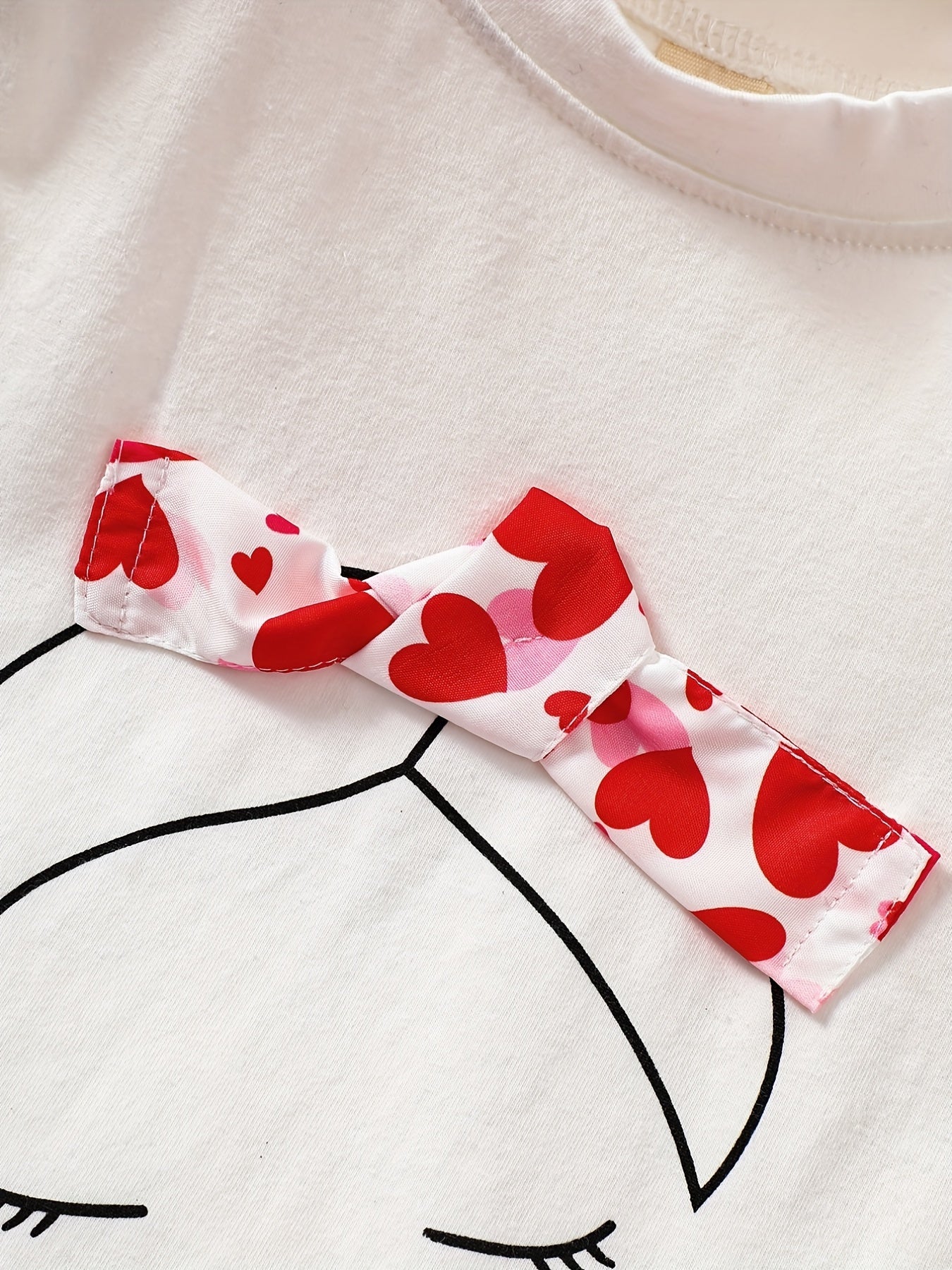 Girls Heart Print Top & Shorts Set Comfortable Casual T Shirt And Pants
