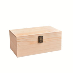 Unfinished Wooden Box With Hinged Lid, Rectangle Keepsake Box