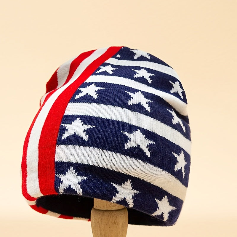 Independence Striped Star American Flag Knitted Jacquard Hat