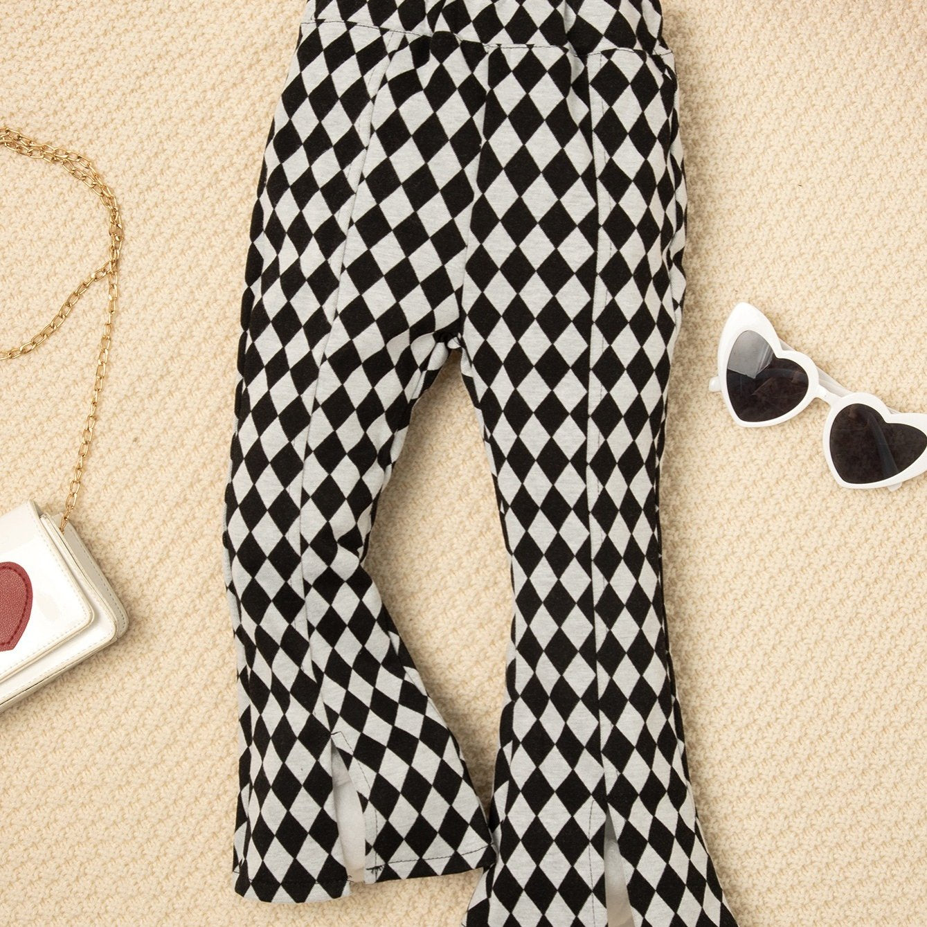 Toddler Girls Plaid Striped Flare Pants