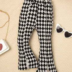 Toddler Girls Plaid Striped Flare Pants