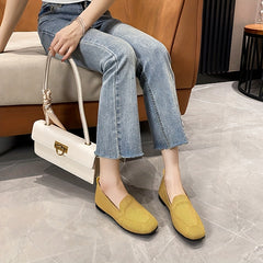 Women's Flying Woven Flat Shoes Square Toe Slip On Lightweight Walking Shoes