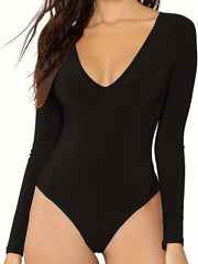 V Neck Long Sleeve Bodysuit