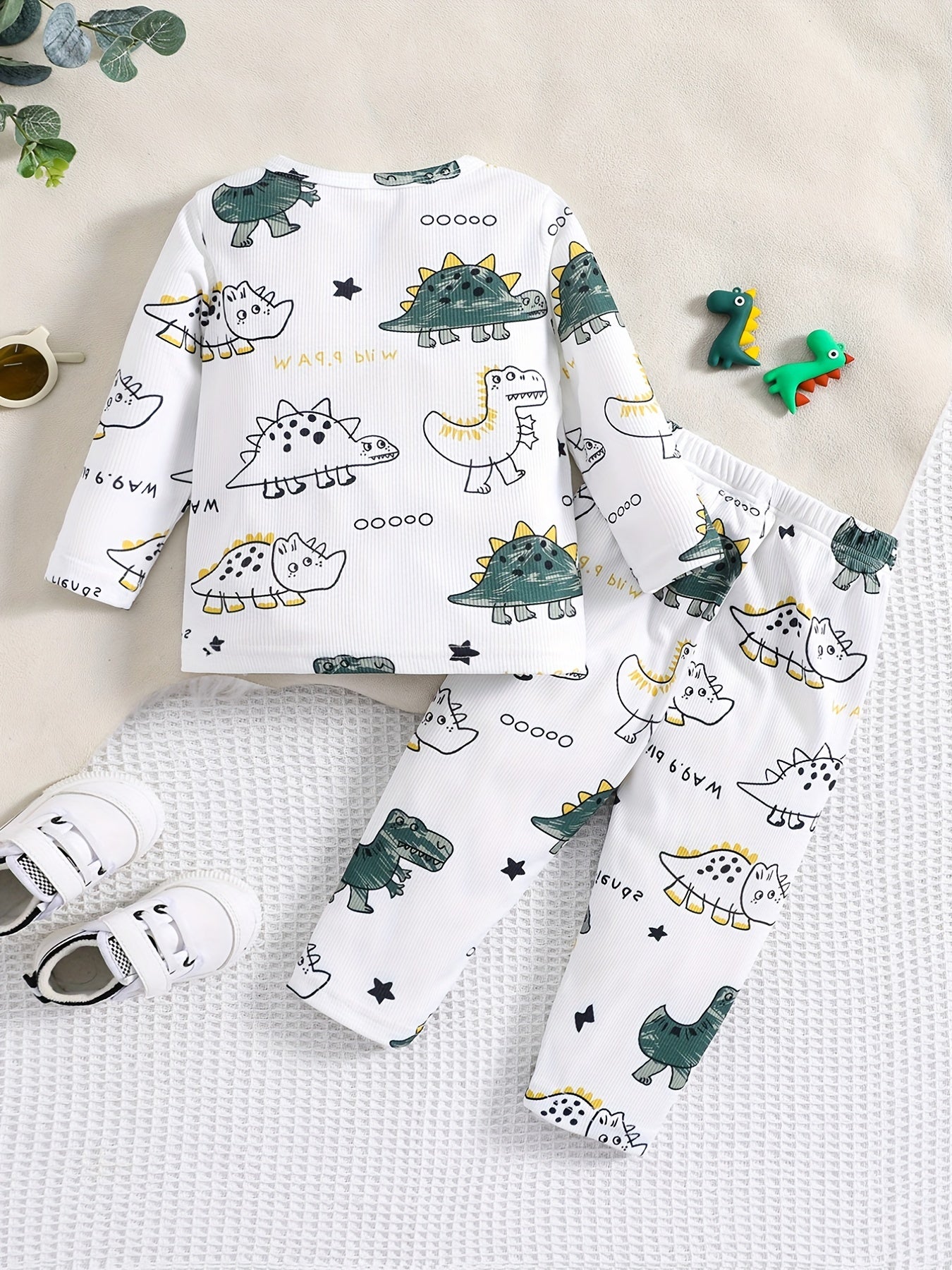 Baby Dinosaur Print Casual Outfit Set