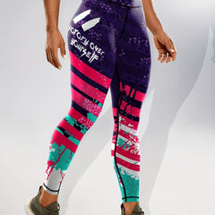 Block Print Slim Fit Yoga Tight Pants Seamless Stretchy Running Sports Leggings