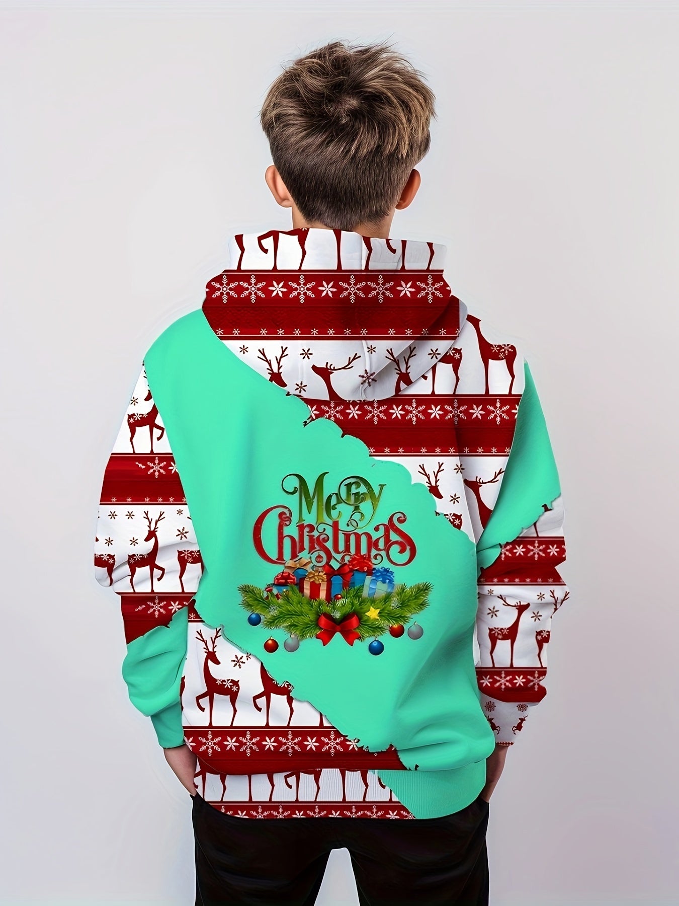 Christmas Kids Hoodie Pullover Long Sleeve Top Boy's Clothes