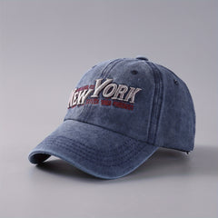Embroidered Baseball Cap Denim Washed Curved Brim Peaked Cap
