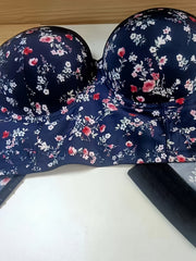 Push Up Floral Print Underwire Bra with Removable Straps